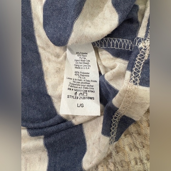 W5 Anthropologie NWT nautical striped stretch shirt sleeve size large - Picture 8 of 9